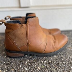 Sorel Emelie Chelsea Boot Tan Leather Ankle Boot Size 8